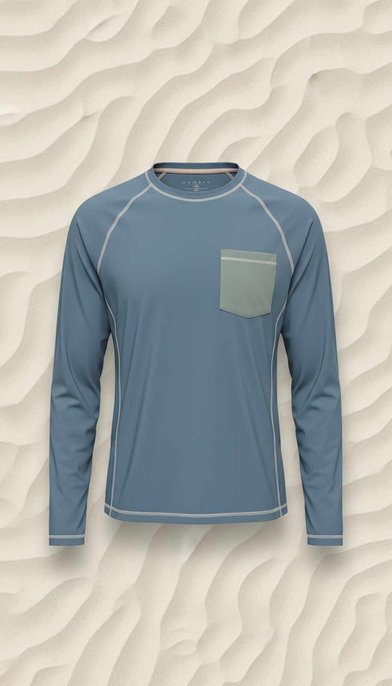 Sun-protective long sleeve top with UPF 50